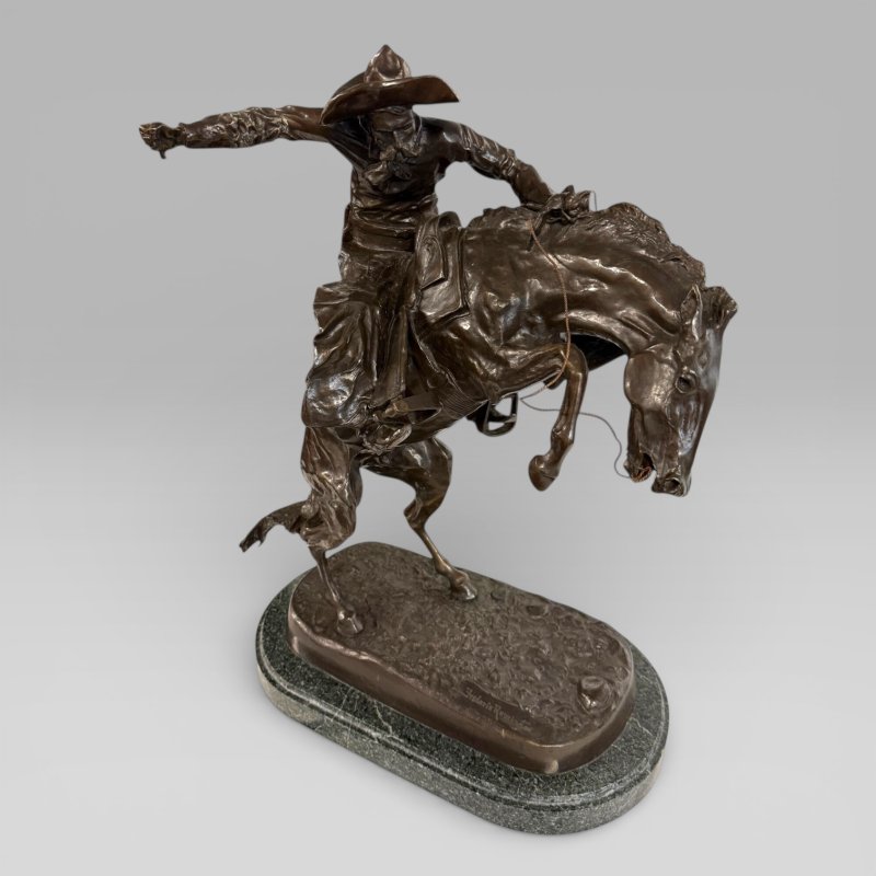 Large Cowboy Bronze ‘Bronco Buster’ After Frederic Remington, Early–Mid 20th - Image 4